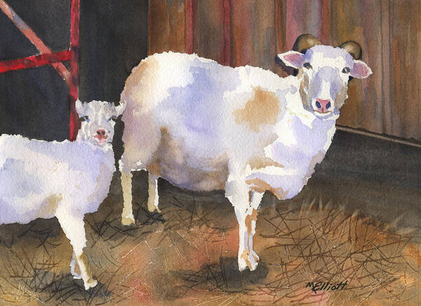 Lamb Art Print featuring the painting In For the Night by Marsha Elliott