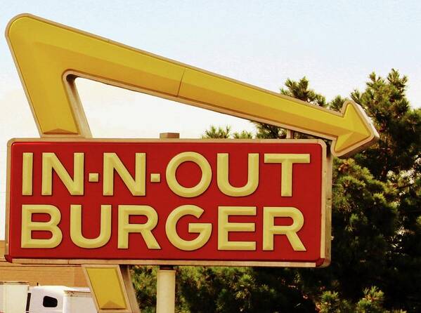 In-n-out Art Print featuring the photograph In-N-Out Burger Sign by Cynthia Guinn