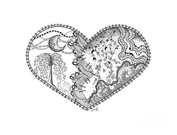 Broken Heart Art Print featuring the drawing Repaired Heart by Ana V Ramirez