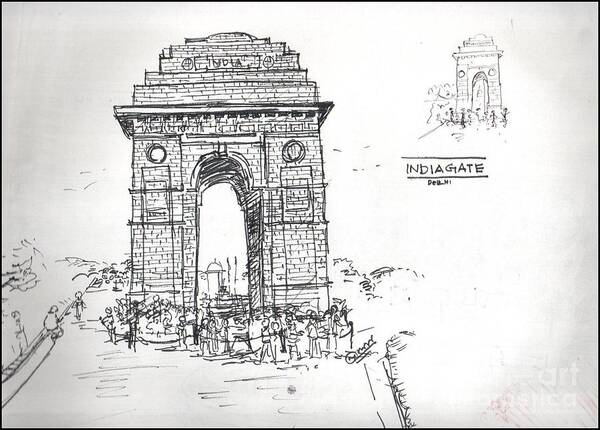 Buy India Gate Handmade Painting by NEHA MANTRY. Code:ART_1877_15179 -  Paintings for Sale online in India.