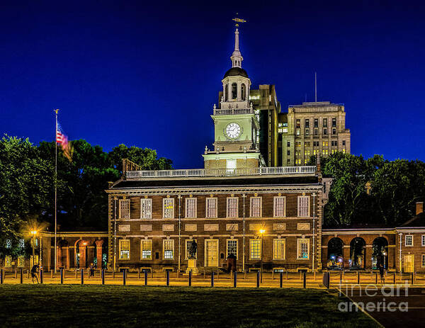 American Art Print featuring the photograph Independence Hall at Night by Nick Zelinsky Jr