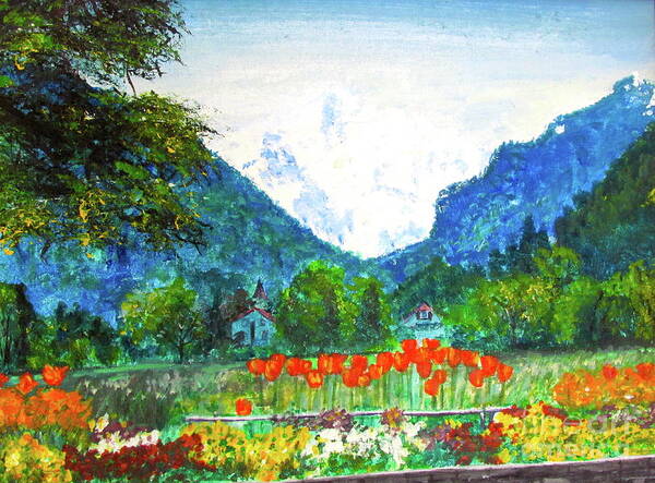 Switzerland Art Print featuring the painting Interlaken by Beth Saffer