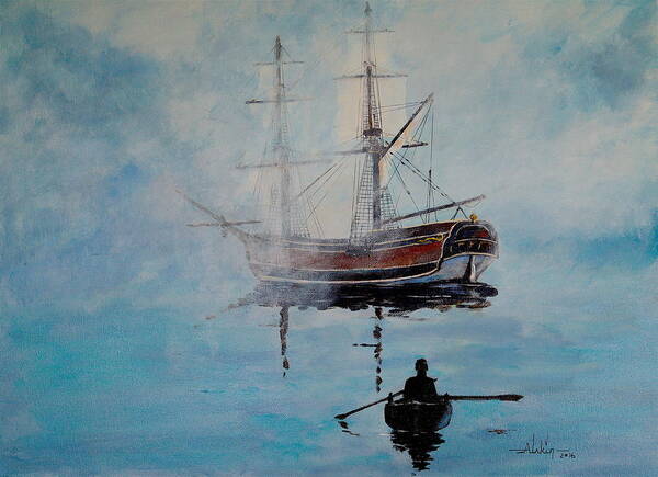 Fog Art Print featuring the painting Into the Mist by Alan Lakin