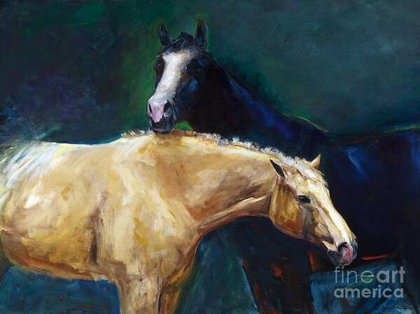 Horses Art Print featuring the painting I've Got Your Back by Frances Marino