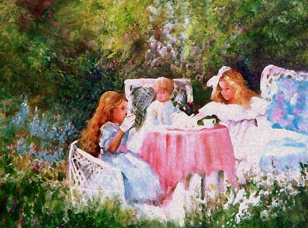 Girls Art Print featuring the painting Kimber's Tea Party by Sally Seago