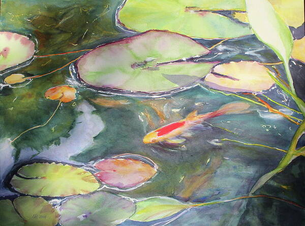 Feng Shui Art Print featuring the painting Koi Pond 2 by Madeleine Arnett
