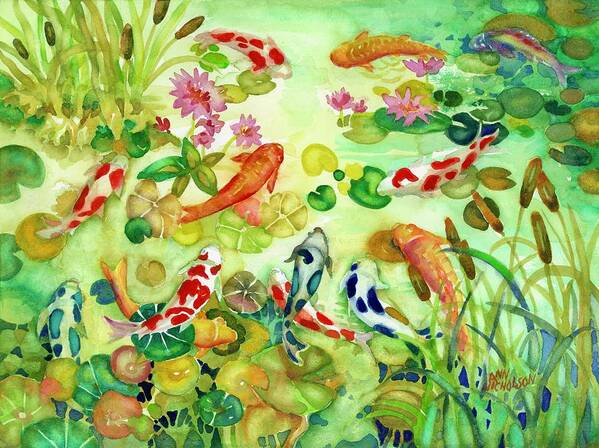 Pond Art Print featuring the painting Koi Pond II by Ann Nicholson