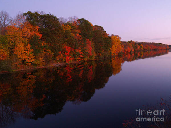Lake Art Print featuring the photograph Lake Nockamixon Twilight Reflection in Autumn by Anna Lisa Yoder