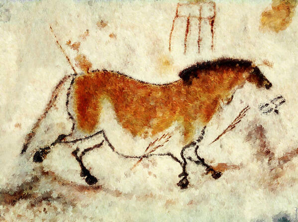 Lascaux Prehistoric Horse Art Print featuring the digital art Lascaux Prehistoric Horse by Weston Westmoreland