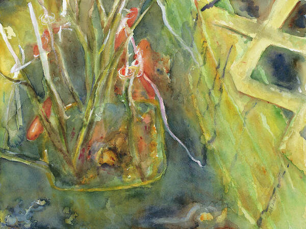 Pond Art Print featuring the painting Lattice Pond by Madeleine Arnett