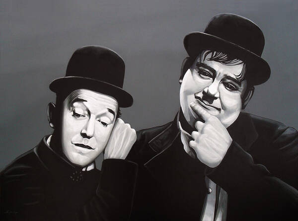 Laurel And Hardy Art Print featuring the painting Laurel and Hardy by Paul Meijering