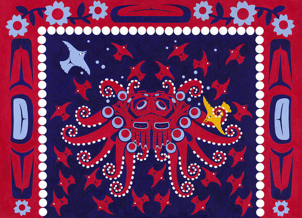 Native American Art Print featuring the painting Legend of Octopus Woman by Chholing Taha