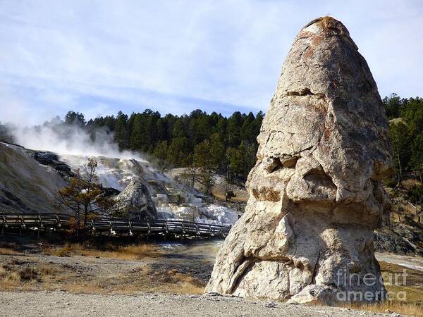 Liberty Cap Art Print featuring the photograph Liberty Cap at Mammoth Hot Springs by Jean Wright