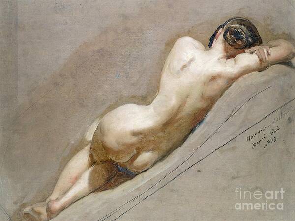 Nude; Back Art Print featuring the painting Life study of the female figure by William Edward Frost