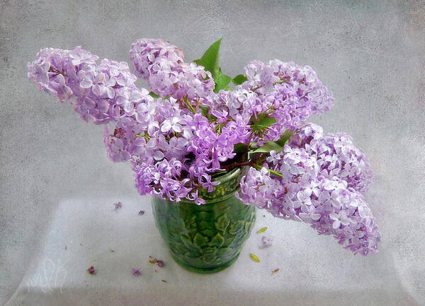 Lilacs Art Print featuring the photograph Lilacs in a Green Tankard Still Life by Louise Kumpf