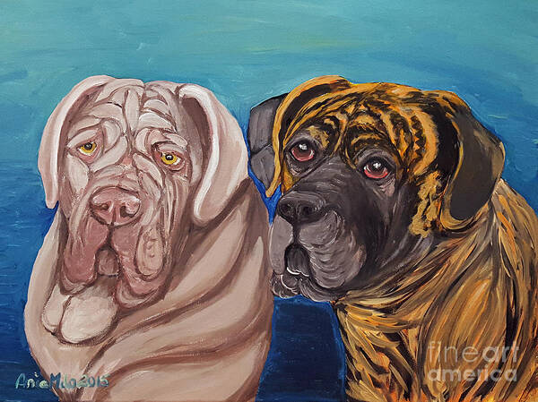 Mastiff Art Print featuring the painting Lily Rose Maggie Moo by Ania M Milo