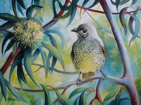 Bird Art Print featuring the painting Little bird by Elena Oleniuc