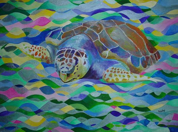 World Turtle Day Art Print featuring the painting Loggerhead Turtle by Taiche Acrylic Art