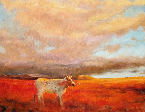 Longhorn Art Print featuring the painting Longhorn by Margaret Aycock