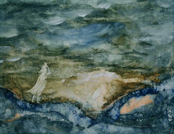 Stormy Art Print featuring the painting Lost at Sea by Vallee Johnson