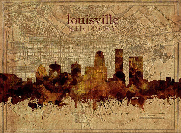 Louisville Kentucky Skyline Vintage 2 Art Print