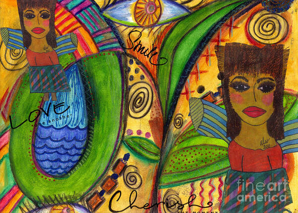 Love Art Print featuring the mixed media Love Angels by Angela L Walker