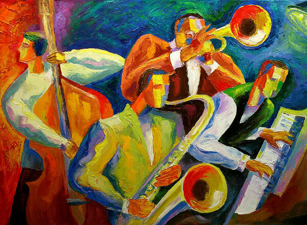 Jazz Art Print featuring the painting Magic Music by Leon Zernitsky