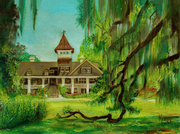 Spanish Moss Art Print featuring the painting Magnolia Plantation by Kathy Knopp