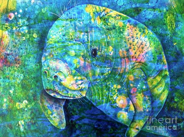 Manatee Art Print featuring the painting Manatee by Midge Pippel