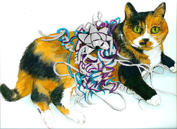 Cat Art Print featuring the painting Mariah 1995-2009 by Lynn Babineau