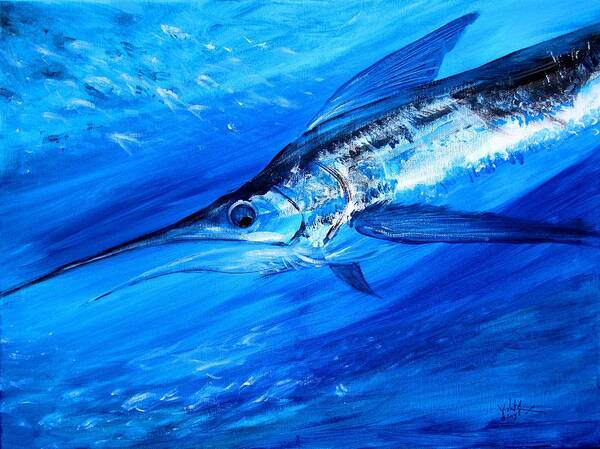 Marlin Art Print featuring the painting Marlin, Feeding by J Vincent Scarpace