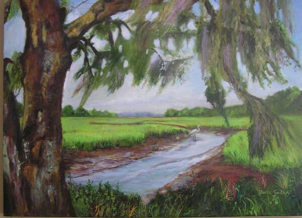 Landscape Art Print featuring the painting marshes of Charleston by Gloria Smith