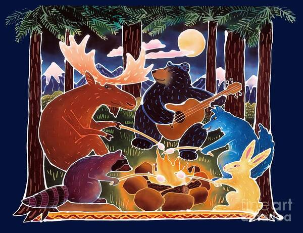 Camping Art Print featuring the painting Marshmallow Roast by Harriet Peck Taylor