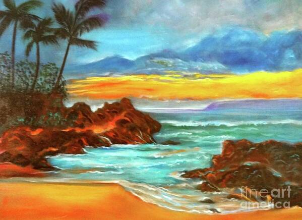 Seascape Art Print featuring the painting Maui by Jenny Lee