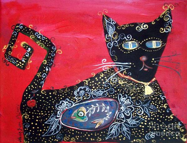 Cat Art Print featuring the painting Max by Mrs Wilkes Art