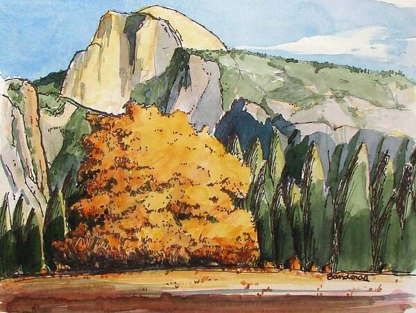 Yosemite Art Print featuring the painting Meadow At Half Dome by Terry Banderas