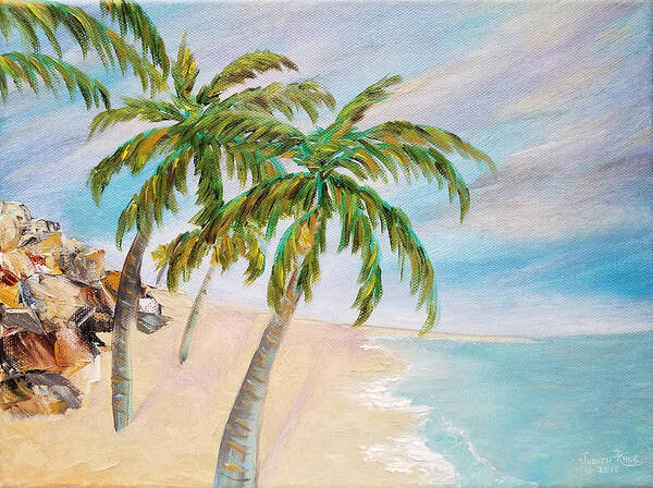Palm Trees Art Print featuring the painting Meandering Palms by Judith Rhue