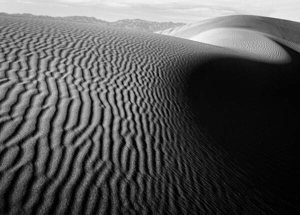 Death Valley Art Print featuring the photograph Mesquite Flat Dunes Black and White by Matt Hammerstein