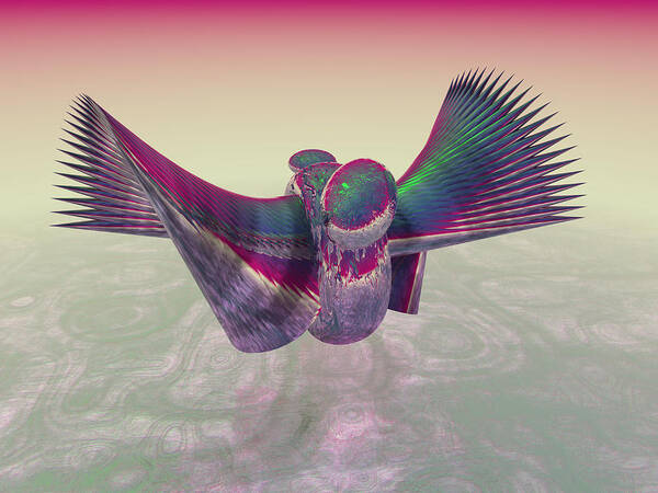 Duck Art Print featuring the digital art Metal Duck II by Bernie Sirelson