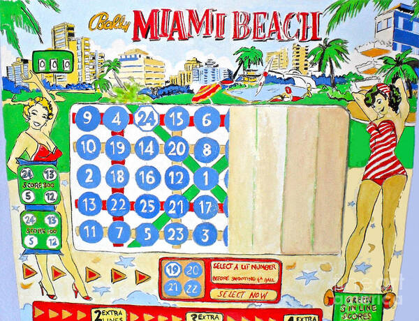 Miami Art Print featuring the painting Miami Beach by Beth Saffer