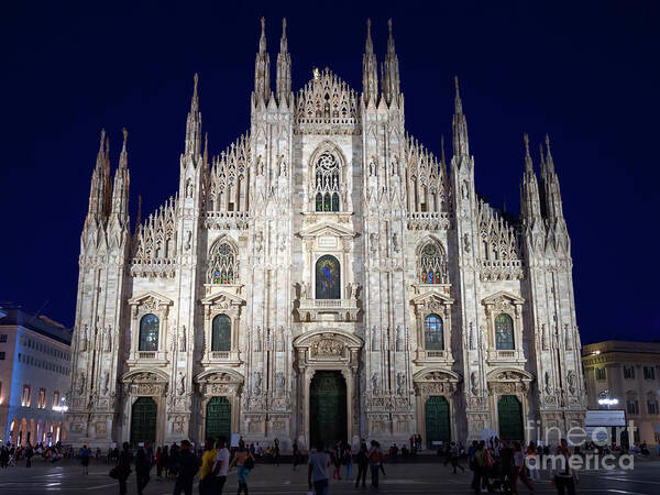 Milan Cathedral Art Print featuring the photograph Milan Cathedral in the Plaza del Duomo by Louise Heusinkveld