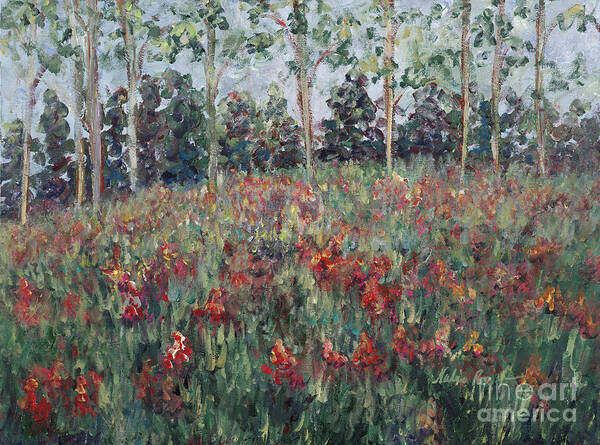 Landscape Art Print featuring the painting Minnesota Wildflowers by Nadine Rippelmeyer