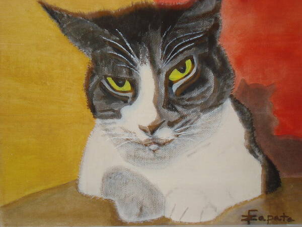 Portrait Cat Art Print featuring the painting Misha by Felix Zapata