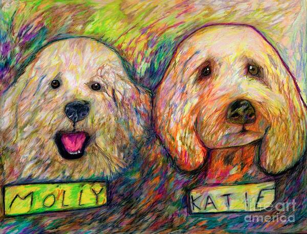 #dogs #dogsofinstagram #dog #dogstagram #puppy #doglover #dogoftheday #instadog #doglovers #doglife #pets #love #puppylove #puppies #pet #puppiesofinstagram #dogsofinsta #cute #instagram #of #petsofinstagram #dogslife #doggo #animals #ilovemydog #cats #doglove #petstagram #dogphotography #cutedogs Art Print featuring the drawing Molly and Katie by Jon Kittleson