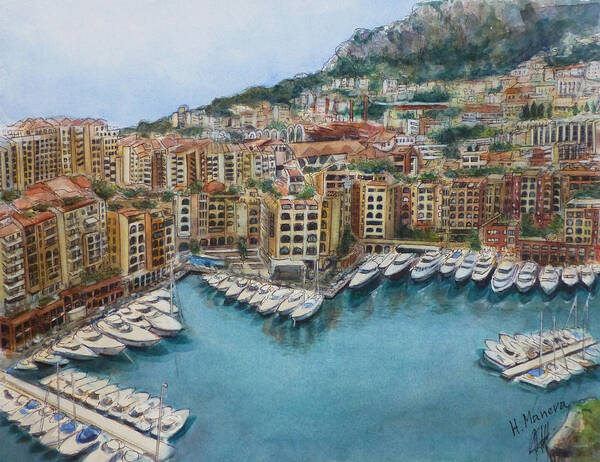 Monaco Art Print featuring the painting Monaco by Henrieta Maneva