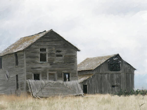Montana Art Print featuring the painting Montana Past by Susan Kinney
