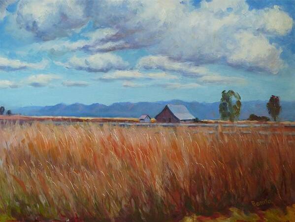 Montana Art Print featuring the painting Montana Prairie in the Fall by Bonita Waitl