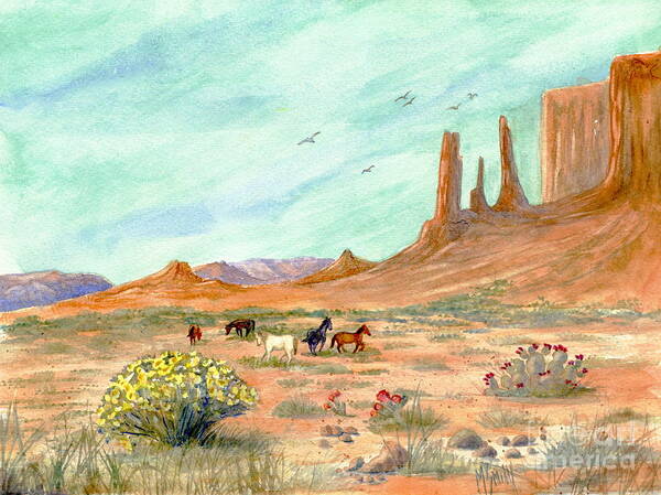 Monument Valley Art Print featuring the painting Monument Valley Vista by Marilyn Smith