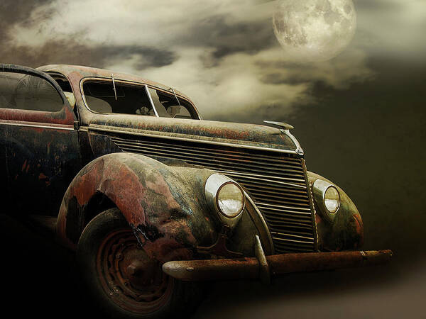 Cars Art Print featuring the photograph Moonlight And Rust by John Anderson