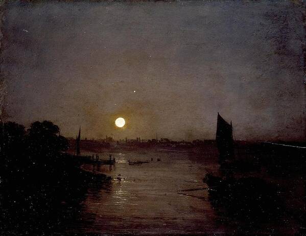 Joseph Mallord William Turner Art Print featuring the painting Moonlight by Joseph Mallord